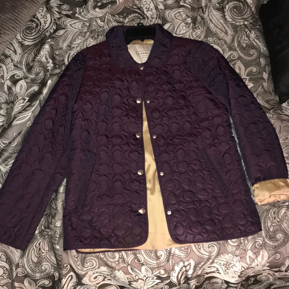 Purple coach button down jacket